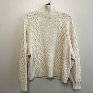 Everlane Cream Cable Knit Turtleneck Sweater
